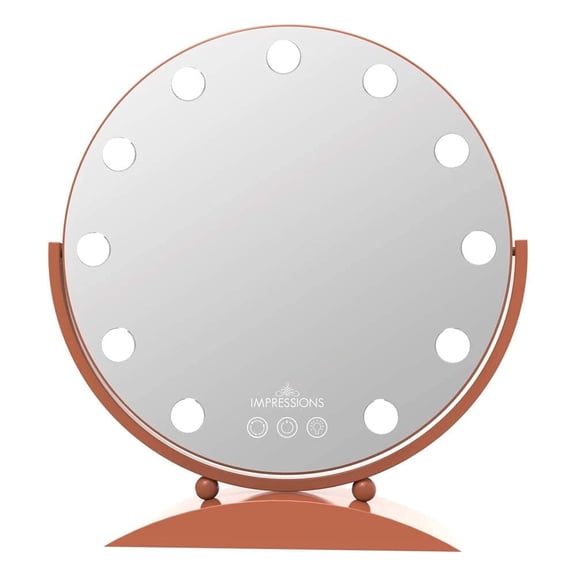 Impressions Hollywood Sunset Tri Tone Makeup Mirror with LED Bulbs, Round Shape