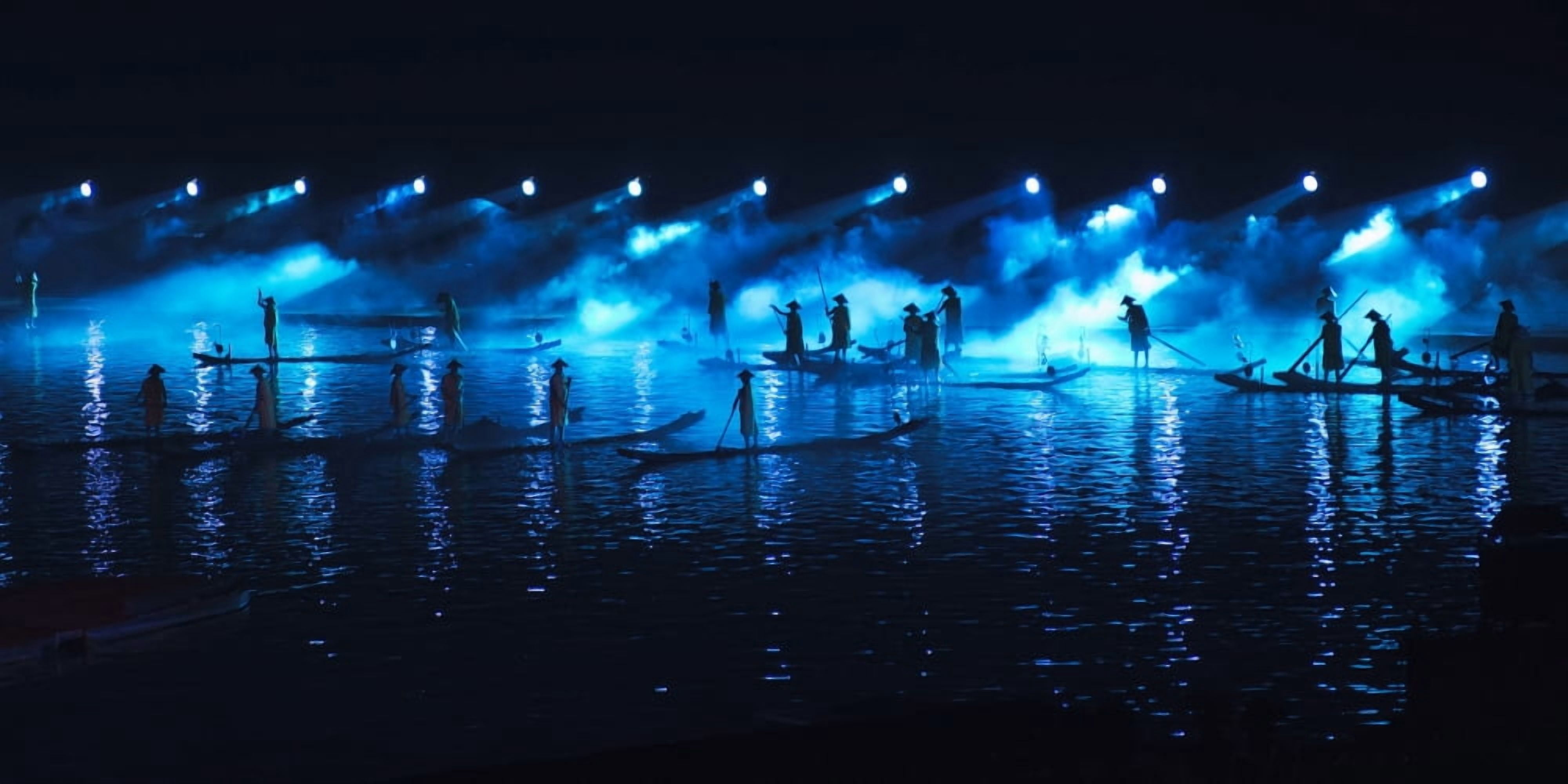 Impressions Light Show On The Li River Yangshuo Guangxi China Canvas Art - Keith Levit Design Pics (44 x 22)