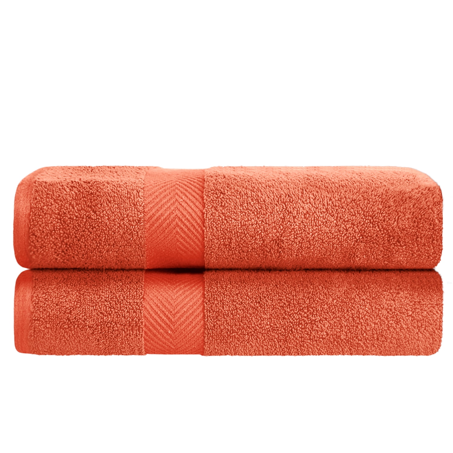 Brick Red Oversized Cotton Bath Sheet Set with Chevron Pattern