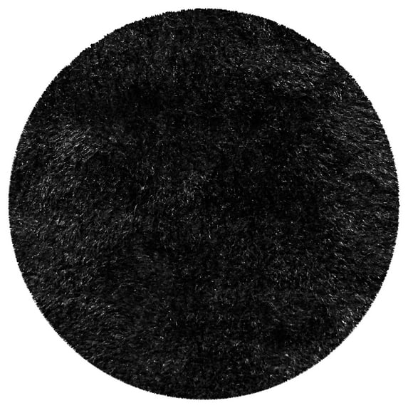Impressions Round Solid Modern Contemporary Bohemian Eclectic Area Rug, Black