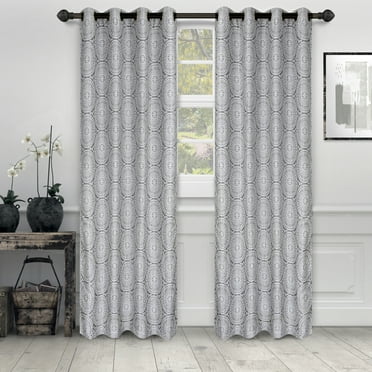 Impressions Rowallan Jacquard Curtains Set of 2 with Grommet Top Header