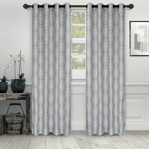 Impressions Rowallan Jacquard Curtains Set of 2 with Grommet Top Header