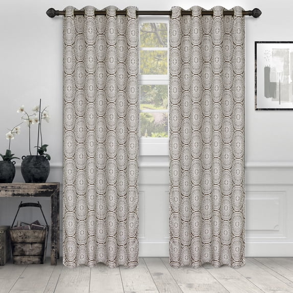 Impressions Rowallan Jacquard Curtains Set of 2 with Grommet Top Header