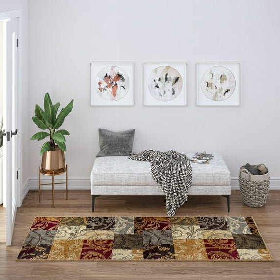 Impressions Transitional 2.7' x 7' Multi-Color Polypropylene Indoor Area Rug