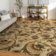 thumbnail image 1 of Impressions Transitional 2' x 3' Beige and Green Polypropylene Indoor Area Rug, 1 of 8