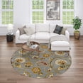 thumbnail image 1 of Impressions Transitional 5' Round Blue and Green Polypropylene Indoor Area Rug, 1 of 7