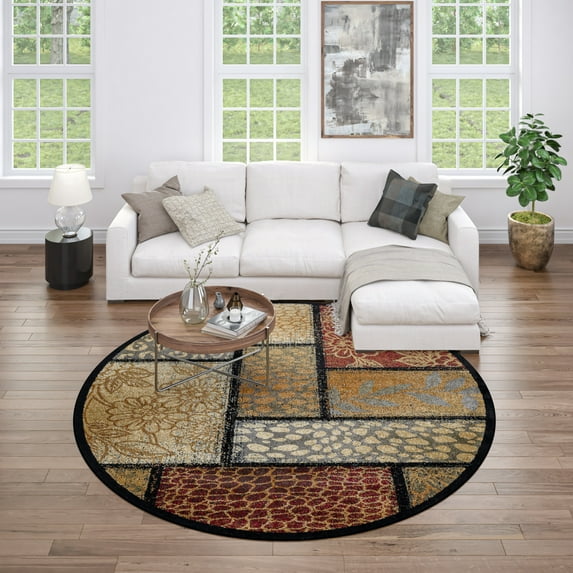 Impressions Transitional 5' Round Multi-Color Polypropylene Indoor Area Rug