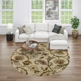 thumbnail image 1 of Impressions Transitional 8' Round Beige and Green Polypropylene Indoor Area Rug, 1 of 7