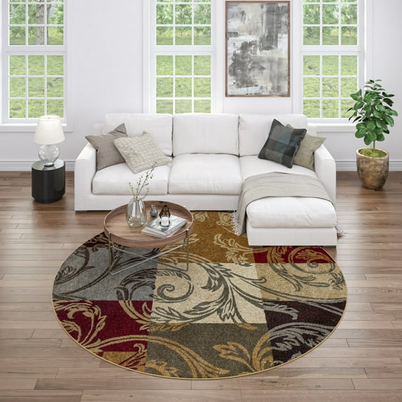 Impressions Transitional 8' Round Multi-Color Polypropylene Indoor Area Rug