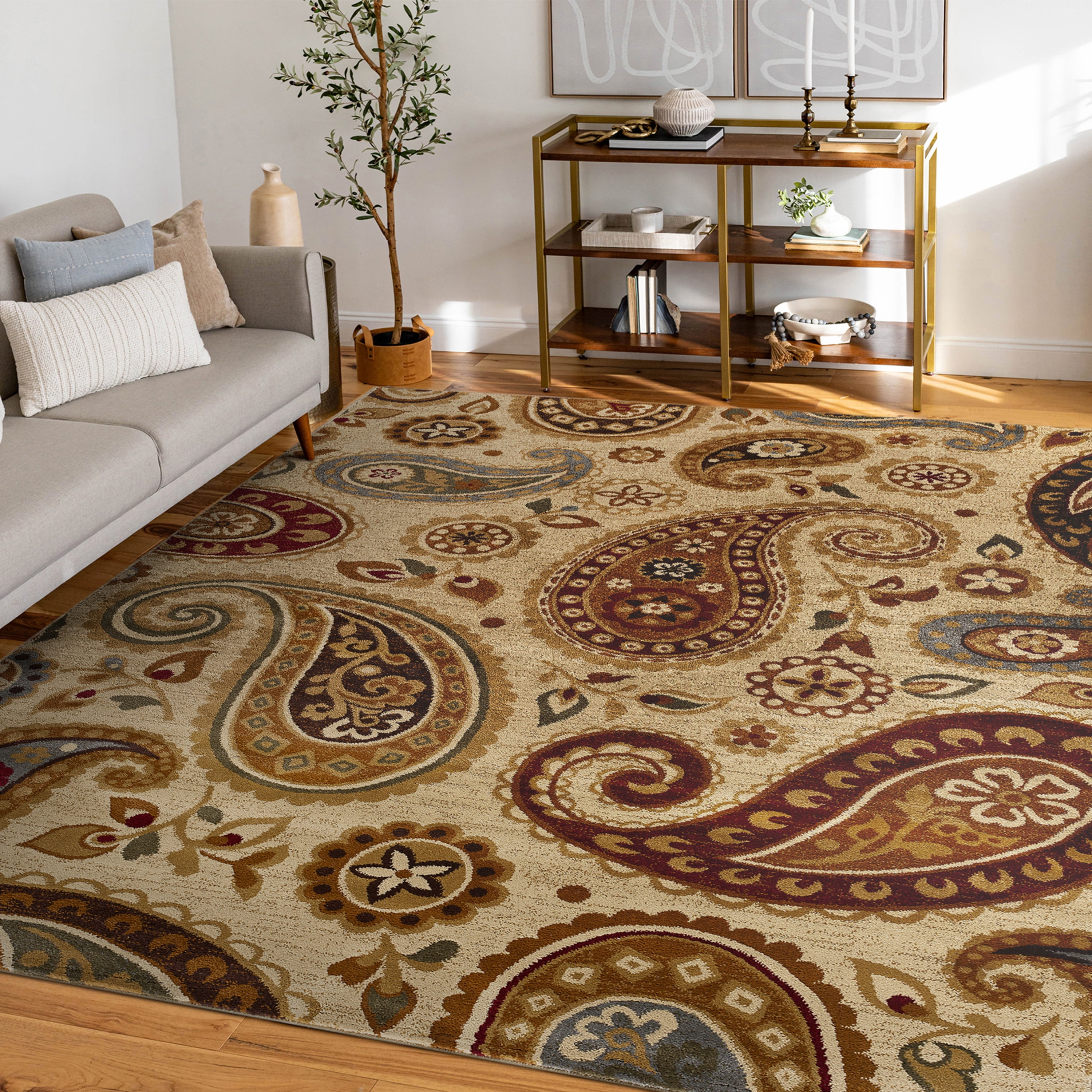 Impressions Transitional 8' x 10' Beige and Brown Polypropylene Indoor Area Rug
