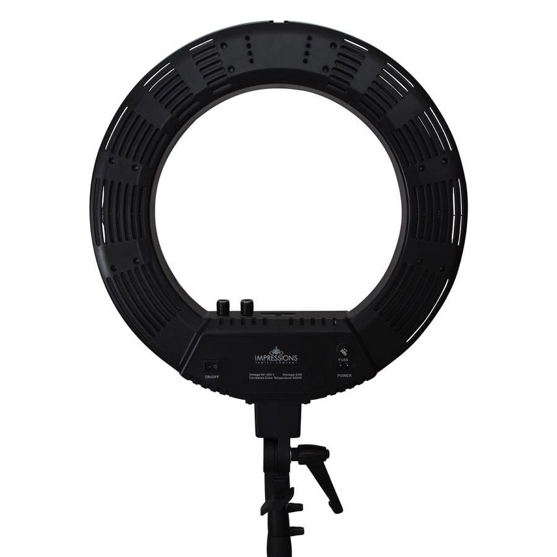 Impressions Vanity 18 Inch DuoTone LED Vanity Studio Ring Light with Stand, Accessories (Black)