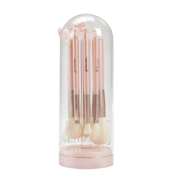 Impressions Vanity 6Pcs Makeup Brush Set with Hello Kitty Kawaii Icon, Aluminum Ferrule (Pink)