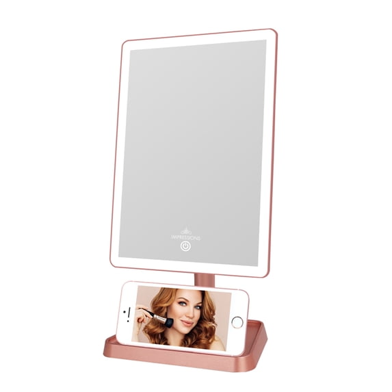 Impressions Vanity Charmed Tri Tone LED Makeup Mirror with Lights and Catchall Tray (Rose Gold)
