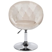 Impressions Vanity Antoinette Round Tufted Vanity Chair with 360 Degree Swivel Ivory Velvet