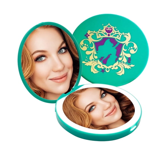 Impressions Vanity Ariel Compact Mirror with Wireless Charging Base and Adjustable LED Light, Round Makeup Mirror with USB and 2X Magnified Top Glass