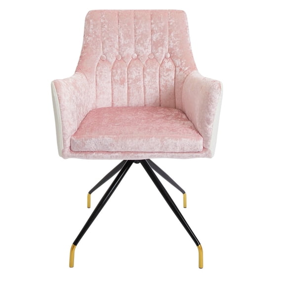Impressions Vanity Armchair with 360 Degrees Swivel Seating, Pink Crushed Velvet