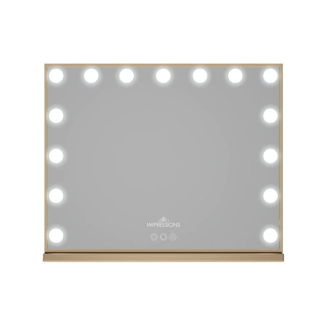 Impressions Vanity Aurora Hollywood LED Makeup Mirror with 15 Frosted Lights (Gold)