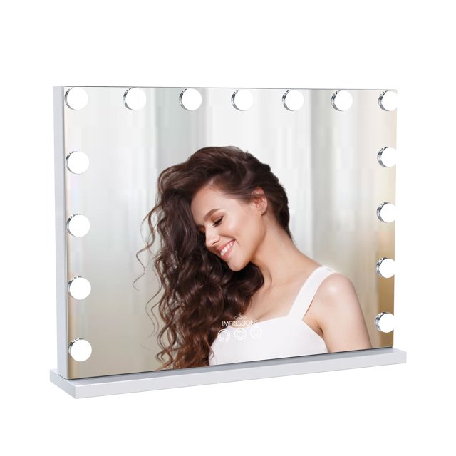 Impressions Vanity Aurora Hollywood LED Makeup Mirror with 15 Frosted