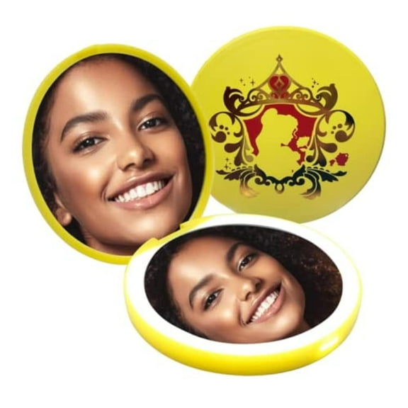 Impressions Vanity Belle Compact Mirror with Wireless Charging Base and Adjustable LED Light, Round Makeup Mirror with USB and 2X Magnified Top Glass