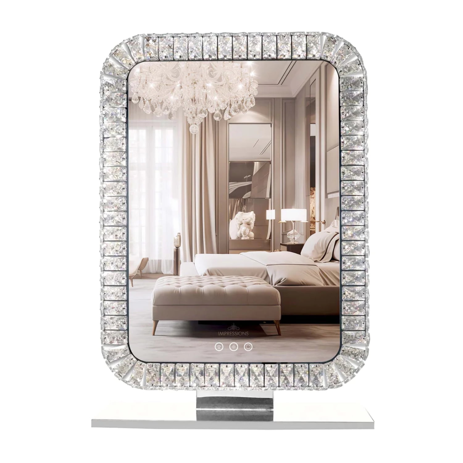 Impressions Vanity Bling Collection Mini RGB Vanity Mirror for Desk with Removable Base