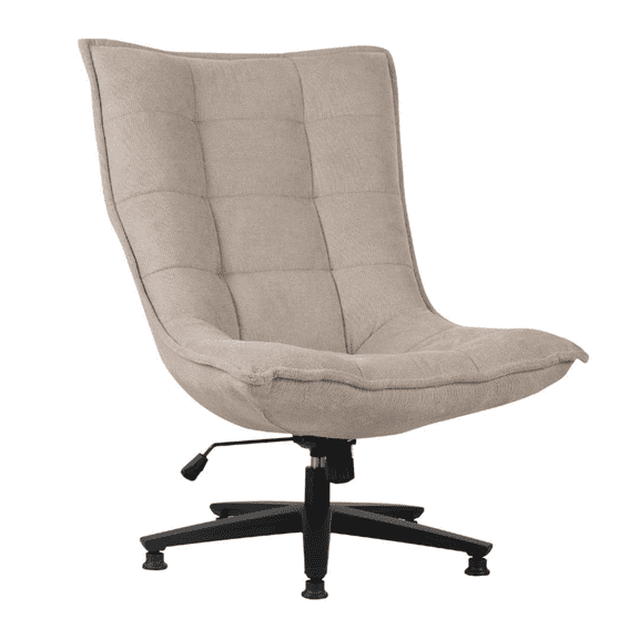Impressions Vanity Brooke Vanity Chair with Textured Weave Upholstery, Tufted Backrest,  Metal Base