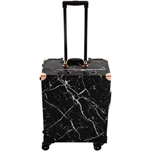 Impressions Vanity Cest La Vie XL Makeup Travel Case with Wireless Bluetooth Speaker, Durable Vanity Case (Black Marble)