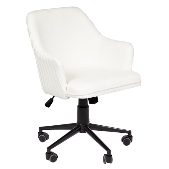 Impressions Vanity Chair, Adelyn Makeup Chair with Adjustable Height and Wheelbase,360 Degree Swivel (White)