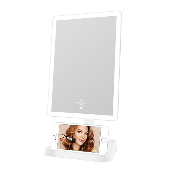 Impressions Vanity Charmed Tri Tone LED Makeup Mirror with Lights and Catchall Tray (White)