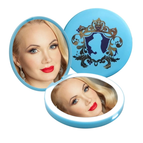 Impressions Vanity Cinderella Lighted Compact Mirror for Purse, Makeup Mirror with 2X Magnification