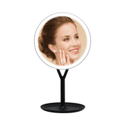 Impressions Vanity Clarity Round Makeup Mirror with Ultra Bright LED Light and Smart Touch Sensor Dimmer Switch, Cordless Lighted Cosmetic Mirror with Jewelry Holder Base (Black)