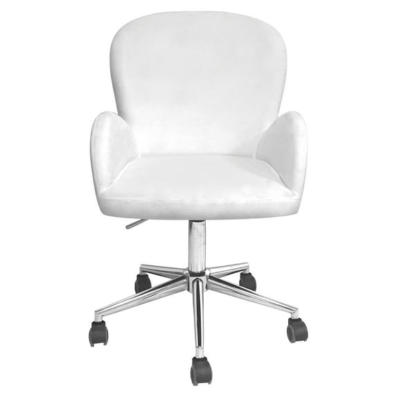Impressions Vanity Colette 360 Degree Swivel Makeup Chair with Cushioned Seat (White Velvet)