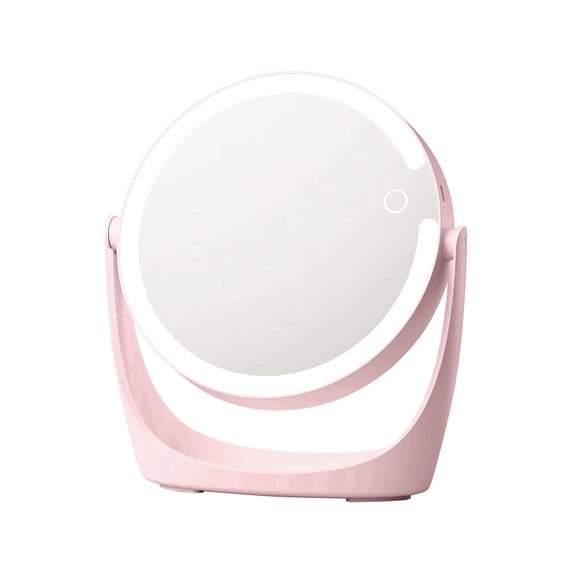 Impressions Vanity Core Round Tabletop LED Makeup Mirror with 3 Light Modes 10x Magnification (Blush)