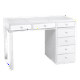 thumbnail image 1 of Impressions Vanity Desk, Mini SlayStation Kylie 1.0 Vanity Table with Clear Glass Top View and 7 Drawers for Dressing Room & Bedroom (White Mirrored), 1 of 3