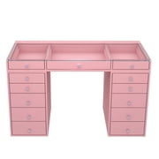 Impressions Vanity SlayStation 2.0 Tabletop with Crystal knob Drawer Units Bundle Light Pink
