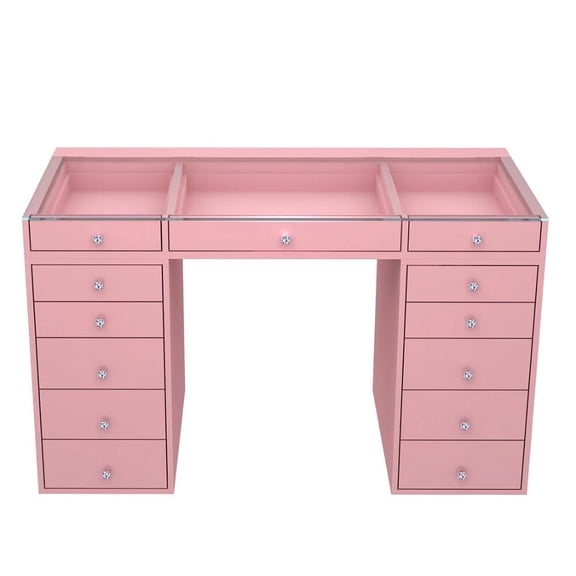 Impressions Vanity SlayStation 2.0 Tabletop with Crystal knob Drawer Units Bundle (Light Pink)