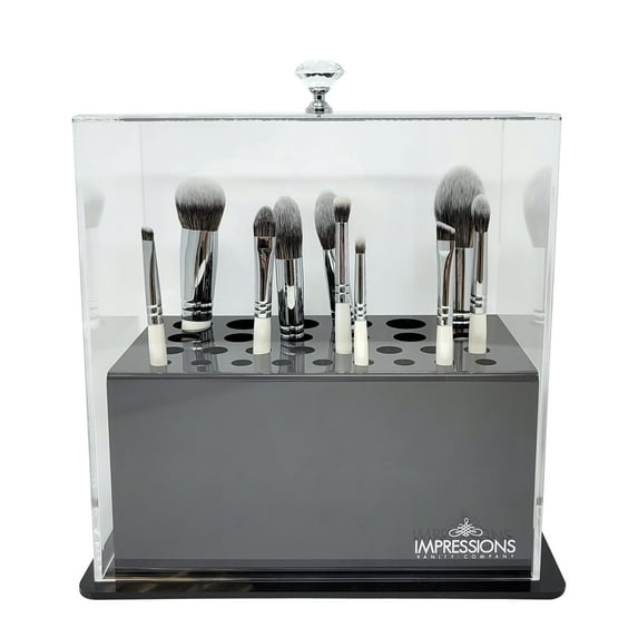 Impressions Vanity Diamond Collection Acrylic Makeup Brush Display Holder with 29 Slots (Black)