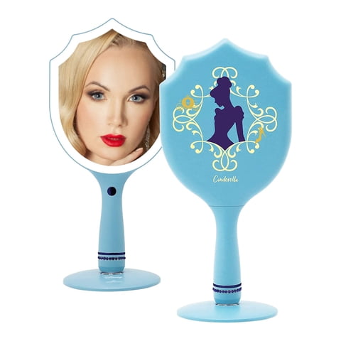 Impressions Vanity Disney Princess Cinderella Handheld LED Lighted Makeup Mirror with Standing Base