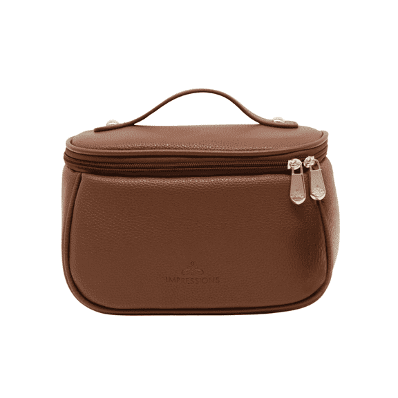 Impressions Vanity Dublin Cosmetic Bag, Crafted Faux Pebbled Supple Leather with Gold Hardware