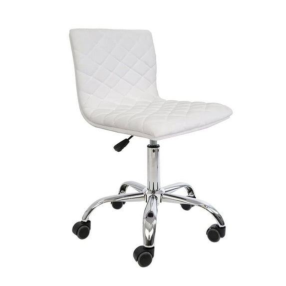 Impressions Vanity Eliza Diamond Quilted Swivel Vanity Chair with Adjustable Height (White Velvet)