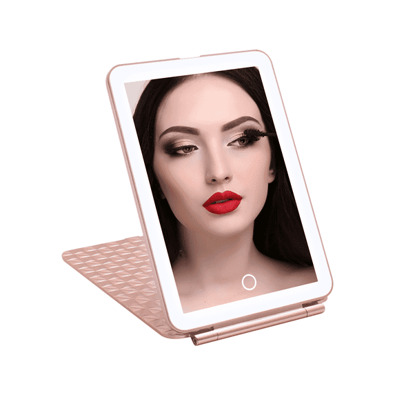 Impressions Vanity Fleur Touch Pad Mini Tri Tone LED Compact Makeup Mirror (Rose Gold)