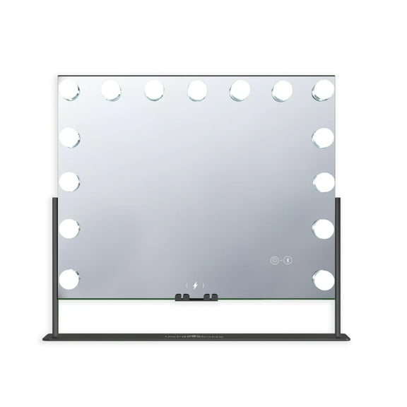 Impressions Vanity Gilded Tri Tone LED Makeup Mirror for Desk, Vanity Mirror with Stand (Black)