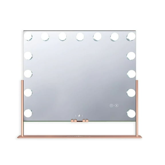 Impressions Vanity Gilded Tri Tone LED Makeup Mirror for Desk, Vanity Mirror with Stand (Rose Gold)