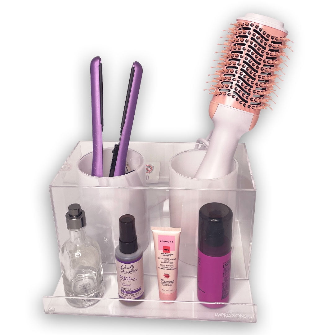 Impressions Vanity Hair Caddy Acrylic Organizer, Display Case for All Hair Care Products (Silver)