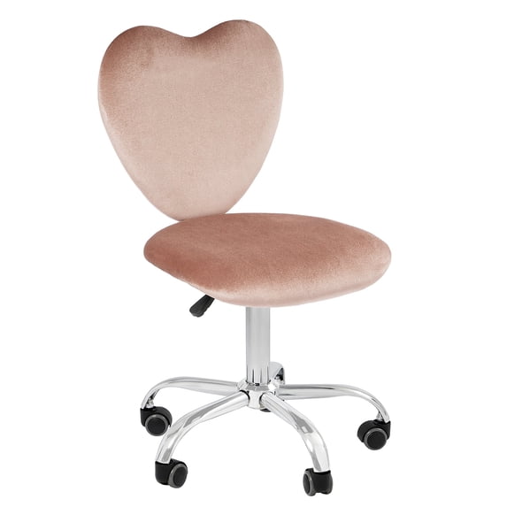 Impressions Vanity Heart 360 Degree, Armless Swivel Wheelbase Desk Chair with Cushion (Pink)