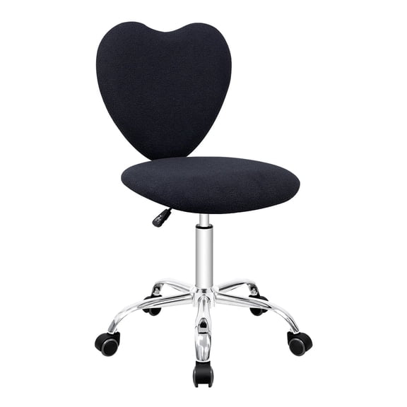 Impressions Vanity Heart 360 Degrees Vanity Chair with Velvet Material for Adults (Black Boucle)