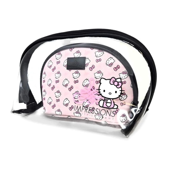 Impressions Vanity Hello Kitty 2 Pcs Nested Clutch Purses, Waterproof Travel Makeup Bag, Pink