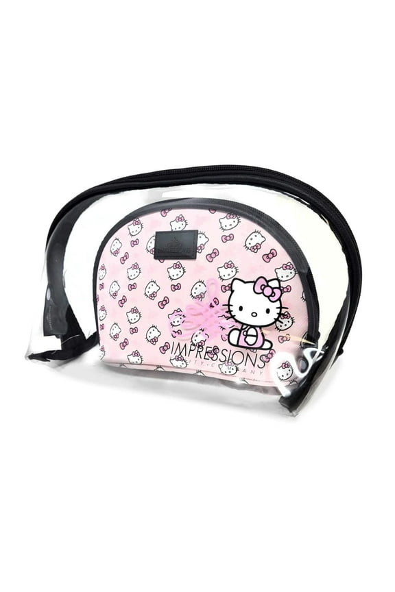 Impressions Vanity Hello Kitty 2 Pcs Nested Clutch Purses, Waterproof Travel Makeup Bag (Pink)