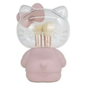 Impressions Vanity Hello Kitty 6 Pcs Makeup Brush Set with Clear Cloche, Professional Soft Makeup Brushes (Pink)