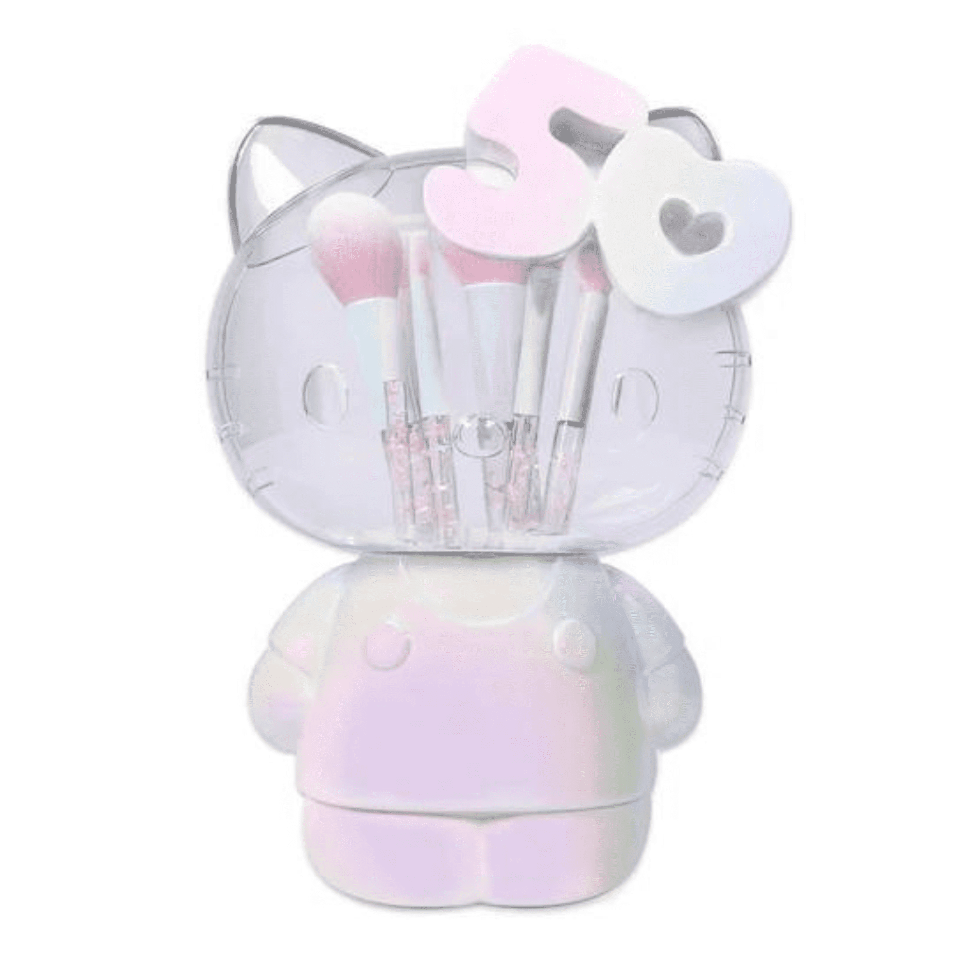 Impressions Vanity Hello Kitty 6 Pcs Makeup Brush Set with Cute Kitty Shaped Organizer