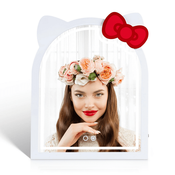 Impressions Vanity Hello Kitty Arch RGB Tabletop Mirror with LED Lights, Stand and Wall Mount